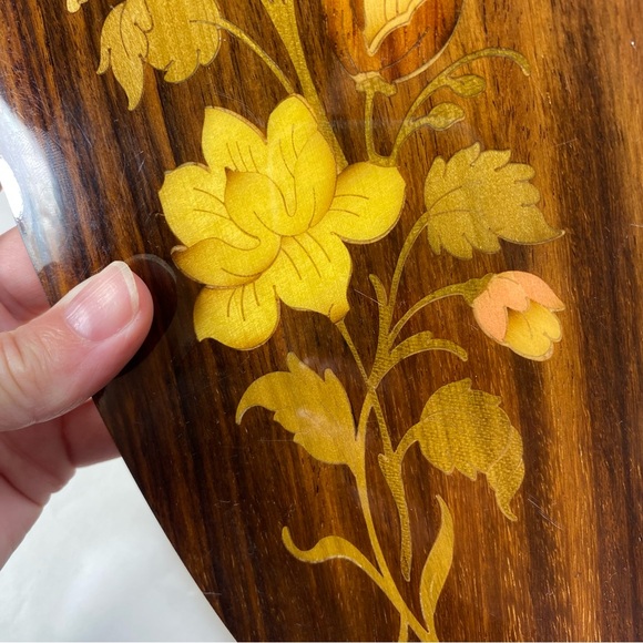 🎉LAST CALL🎉Vintage Walter Stahli Switzerland Wood Inlay Floral Wall Hanging - Picture 14 of 16